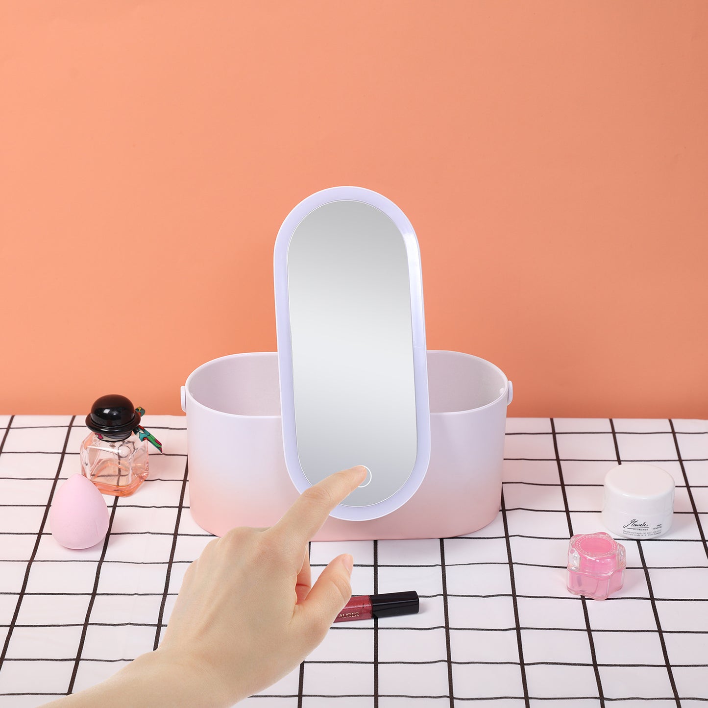 Portable LED Makeup Mirror Storage Box